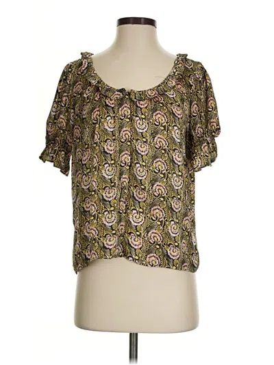 Pre-owned Jcrew Short Sleeve Blouse In Brown