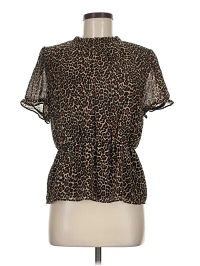 Pre-owned Jcrew Short Sleeve Blouse In Brown