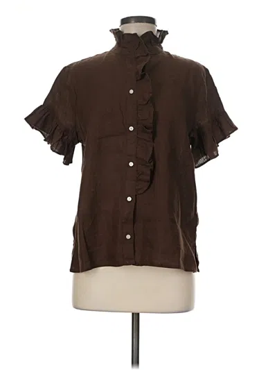 Pre-owned Jcrew Short Sleeve Blouse In Brown