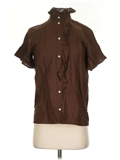 Pre-owned Jcrew Short Sleeve Blouse In Brown