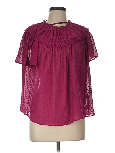 Pre-owned Jcrew Short Sleeve Blouse In Burgundy