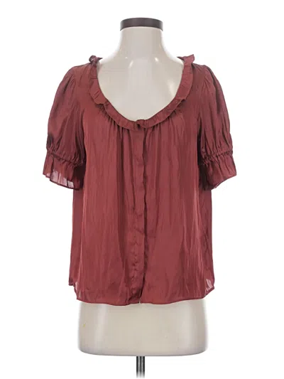 Pre-owned Jcrew Short Sleeve Blouse In Burgundy