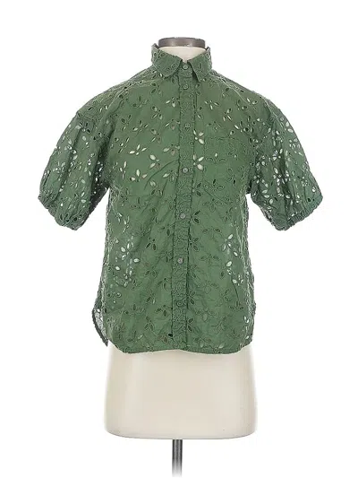 Pre-owned Jcrew Short Sleeve Blouse In Green