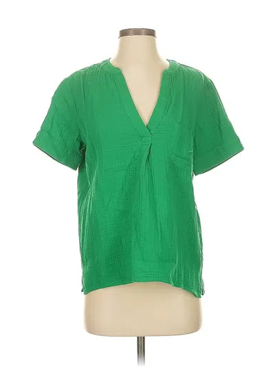 Pre-owned Jcrew Short Sleeve Blouse In Green