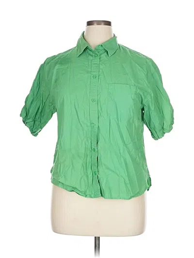 Pre-owned Jcrew Short Sleeve Blouse In Green