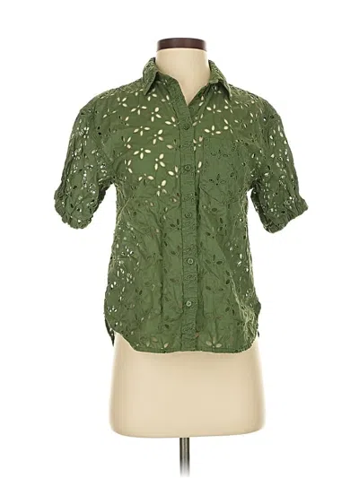 Pre-owned Jcrew Short Sleeve Blouse In Green