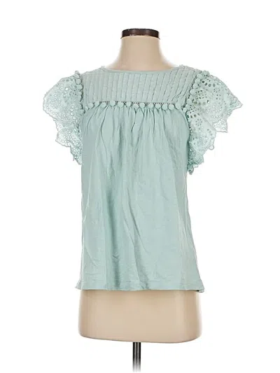 Pre-owned Jcrew Short Sleeve Blouse In Green