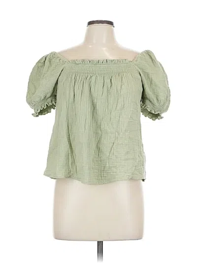Pre-owned Jcrew Short Sleeve Blouse In Green