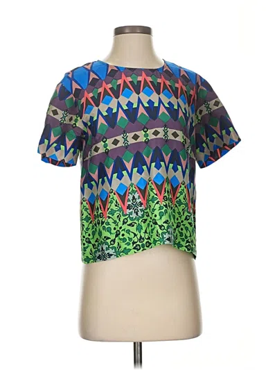 Pre-owned Jcrew Short Sleeve Blouse In Green