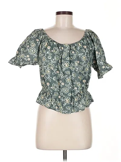 Pre-owned Jcrew Short Sleeve Blouse In Green