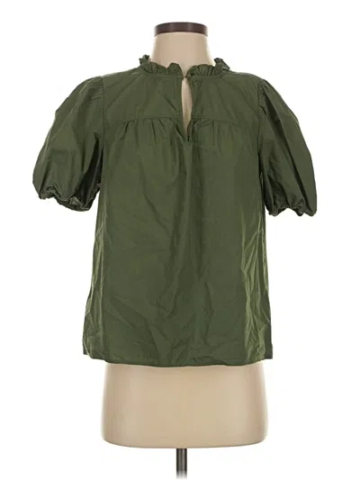 Pre-owned Jcrew Short Sleeve Blouse In Green