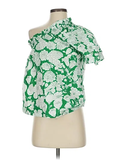 Pre-owned Jcrew Short Sleeve Blouse In Green