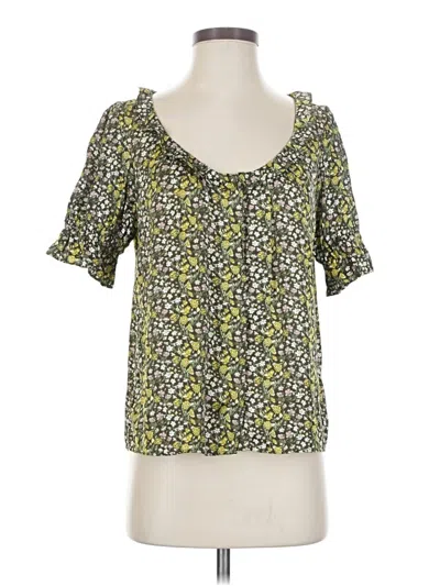 Pre-owned Jcrew Short Sleeve Blouse In Green