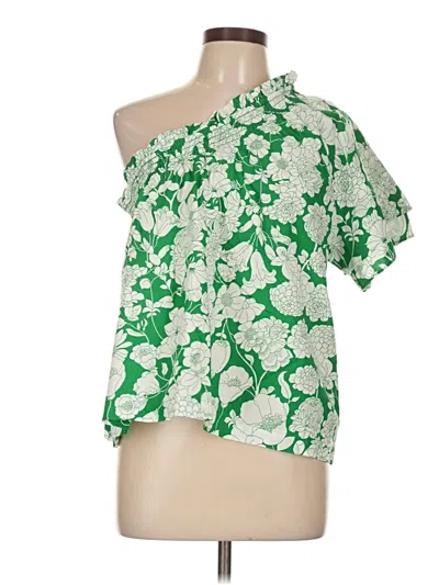 Pre-owned Jcrew Short Sleeve Blouse In Green