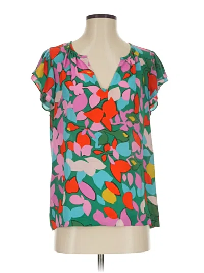 Pre-owned Jcrew Short Sleeve Blouse In Green