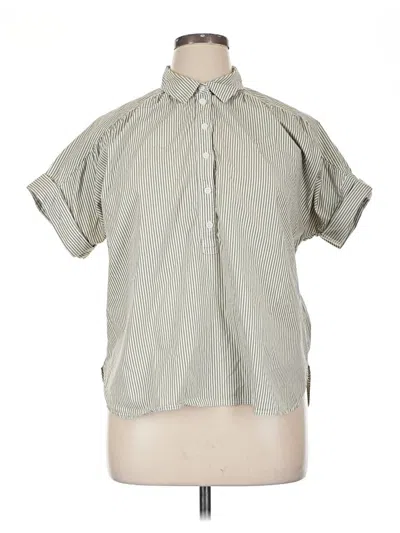 Pre-owned Jcrew Short Sleeve Blouse In Green