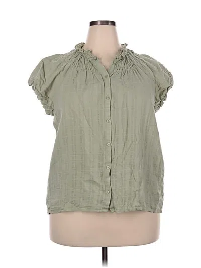 Pre-owned Jcrew Short Sleeve Blouse In Green