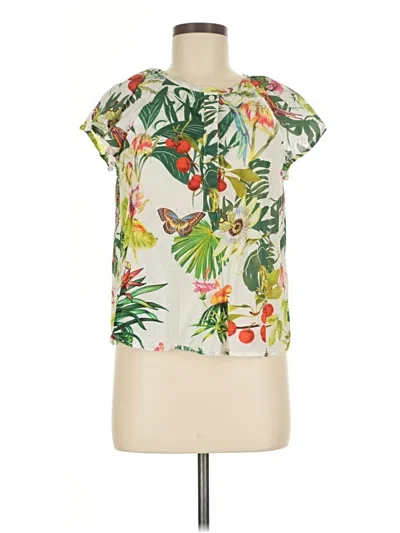 Pre-owned Jcrew Short Sleeve Blouse In Green