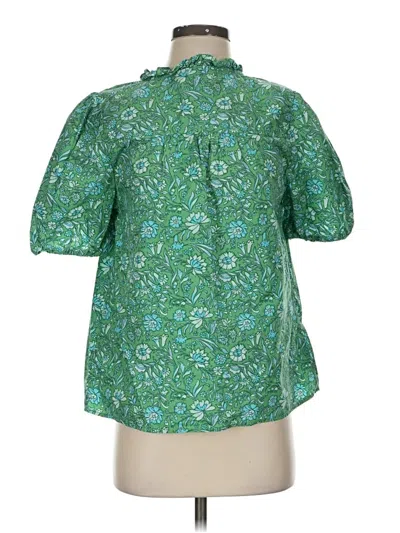 Pre-owned Jcrew Short Sleeve Blouse In Green