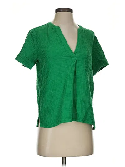 Pre-owned Jcrew Short Sleeve Blouse In Green