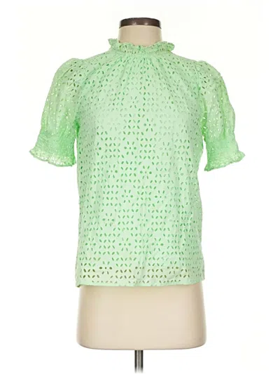Pre-owned Jcrew Short Sleeve Blouse In Green