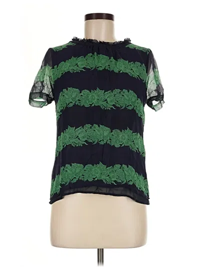 Pre-owned Jcrew Short Sleeve Blouse In Green