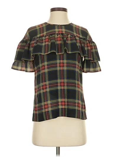 Pre-owned Jcrew Short Sleeve Blouse In Green