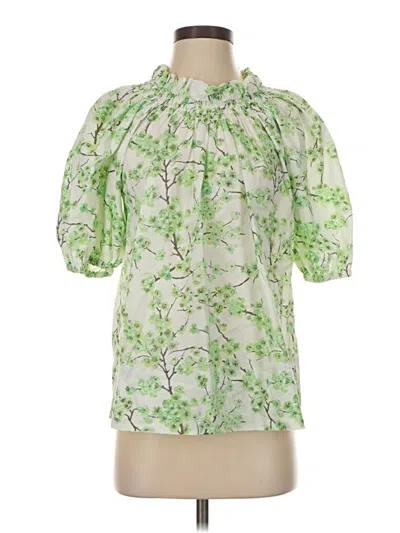 Pre-owned Jcrew Short Sleeve Blouse In Green