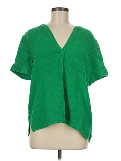 Pre-owned Jcrew Short Sleeve Blouse In Green