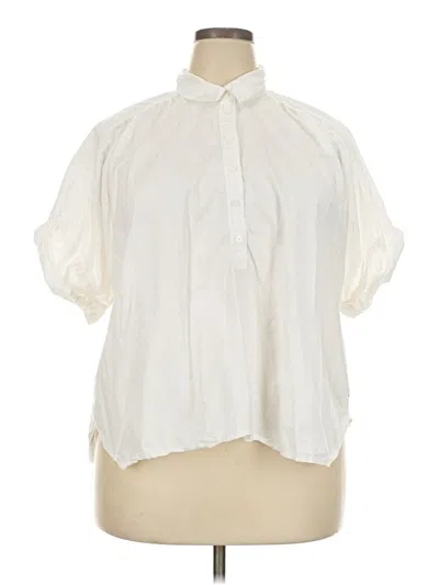 Pre-owned Jcrew Short Sleeve Blouse In Ivory