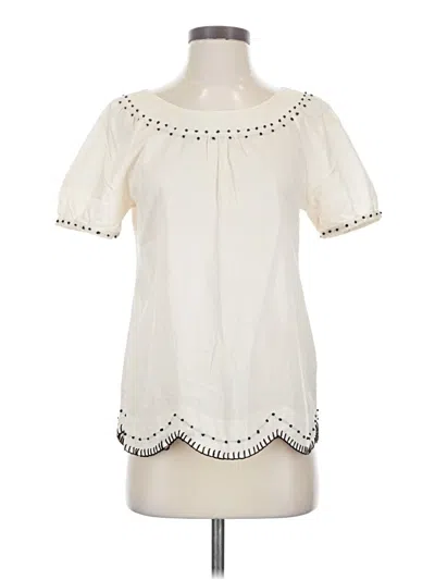 Pre-owned Jcrew Short Sleeve Blouse In Ivory
