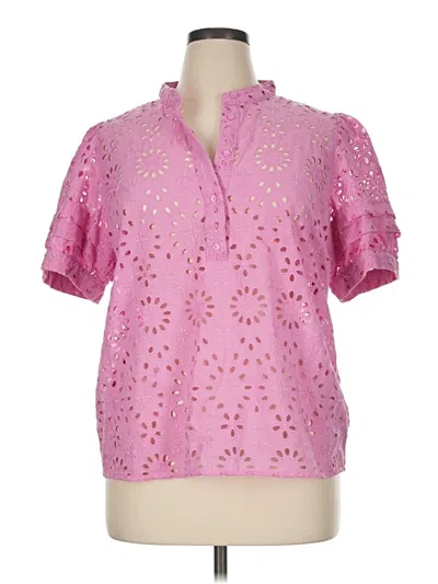 Pre-owned Jcrew Short Sleeve Blouse In Pink