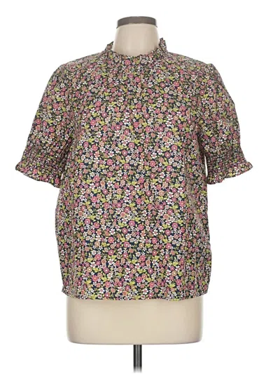 Pre-owned Jcrew Short Sleeve Blouse In Purple