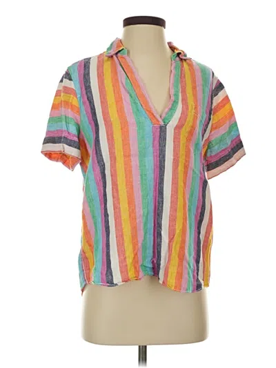 Pre-owned Jcrew Short Sleeve Blouse In Purple