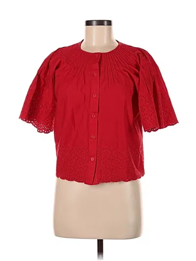 Pre-owned Jcrew Short Sleeve Blouse In Red