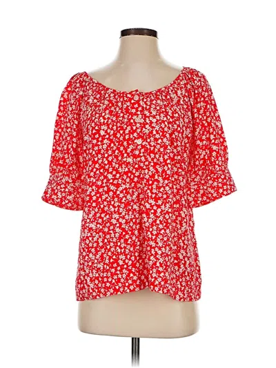 Pre-owned Jcrew Short Sleeve Blouse In Red