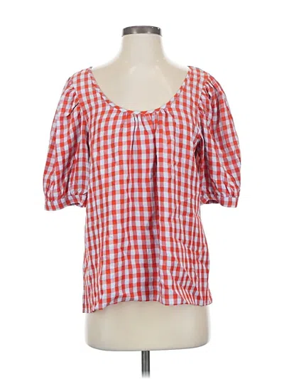 Pre-owned Jcrew Short Sleeve Blouse In Red