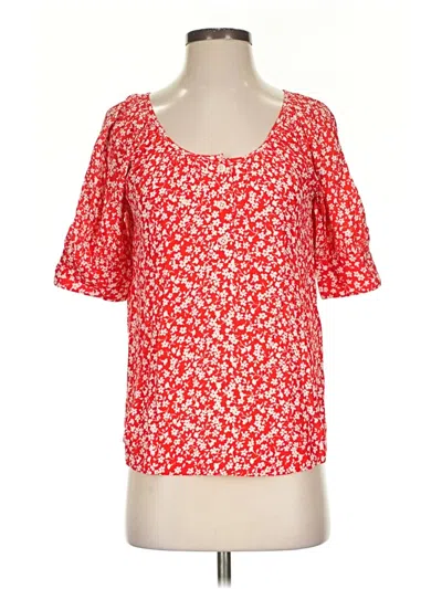 Pre-owned Jcrew Short Sleeve Blouse In Red