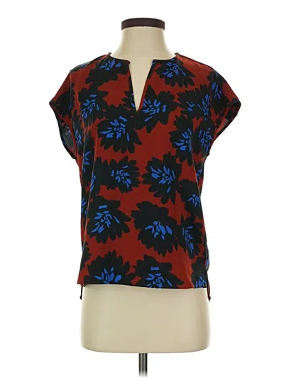 Pre-owned Jcrew Short Sleeve Blouse In Red