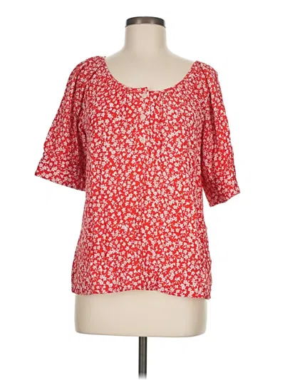 Pre-owned Jcrew Short Sleeve Blouse In Red