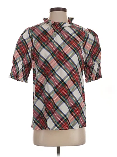 Pre-owned Jcrew Short Sleeve Blouse In Red