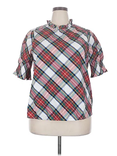 Pre-owned Jcrew Short Sleeve Blouse In Red
