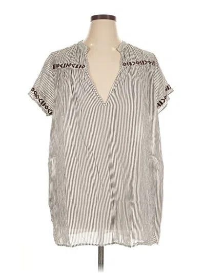Pre-owned Jcrew Short Sleeve Blouse In Silver