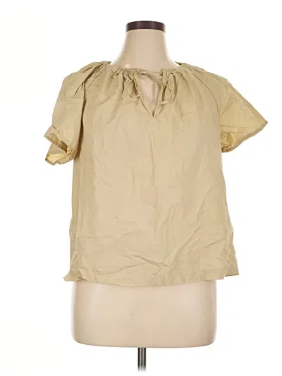 Pre-owned Jcrew Short Sleeve Blouse In Tan