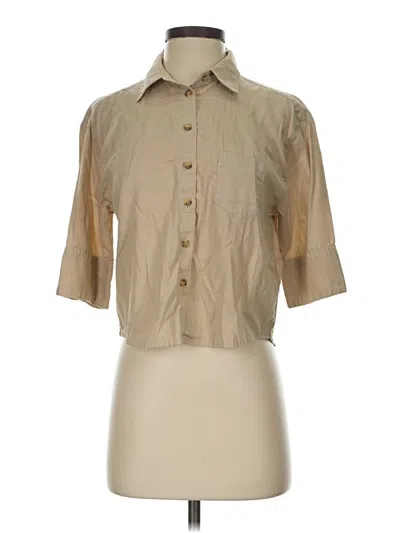 Pre-owned Jcrew Short Sleeve Blouse In Tan