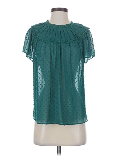 Pre-owned Jcrew Short Sleeve Blouse In Teal