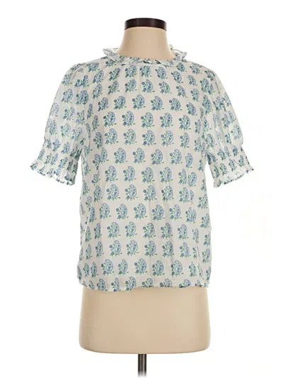 Pre-owned Jcrew Short Sleeve Blouse In Teal