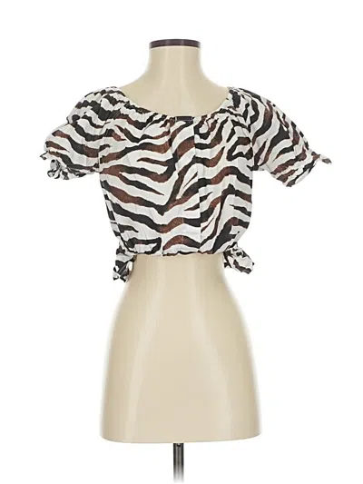 Pre-owned Jcrew Short Sleeve Blouse In White