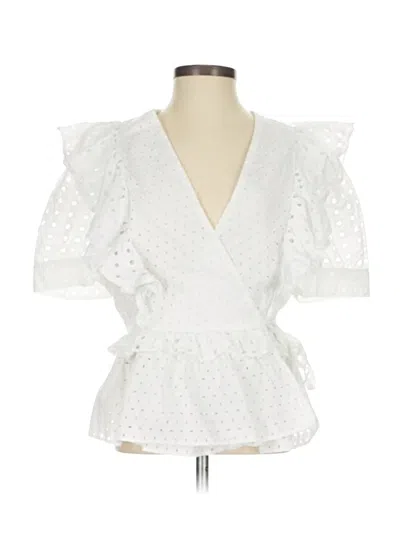 Pre-owned Jcrew Short Sleeve Blouse In White