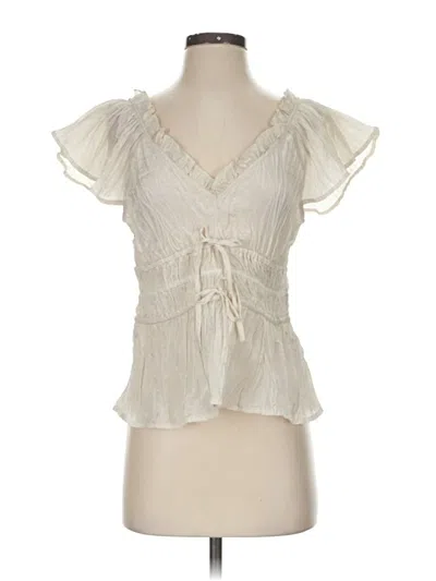 Pre-owned Jcrew Short Sleeve Blouse In White